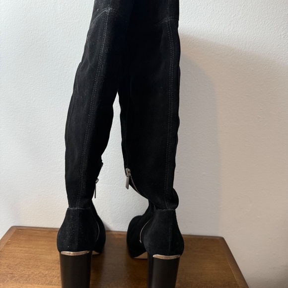 Michael Kors Knee High Suede BlackTall Heeled Boots - Picture 6 of 11